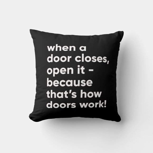 Coussin Citation amusante inspirationnelle en noir et blan (Recto)