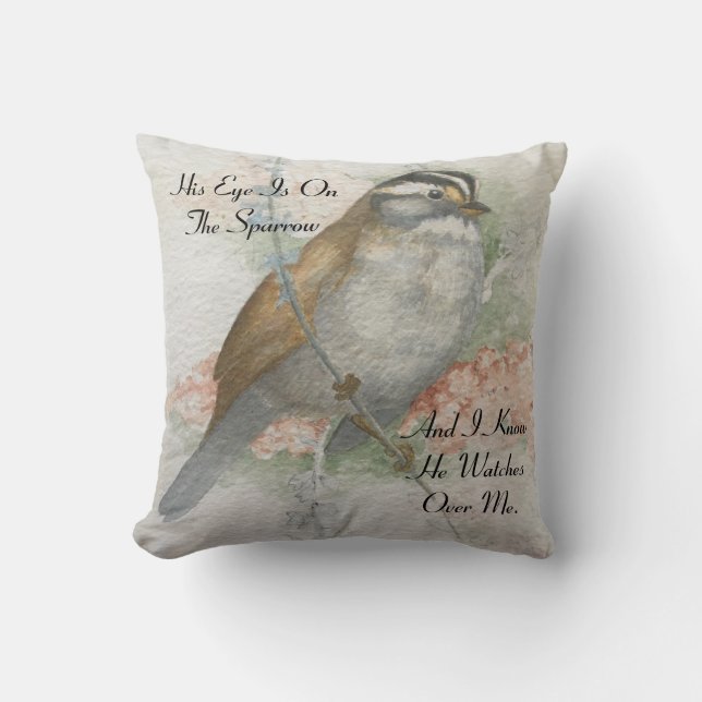 Coussin Citation Bible Peinture à l'aquarelle du Bruant de (Recto)