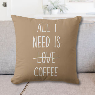 Coussin Citation de café amusant Simple Minimaliste