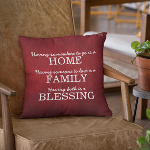 Coussin Citation de famille de typographie motivationnelle
