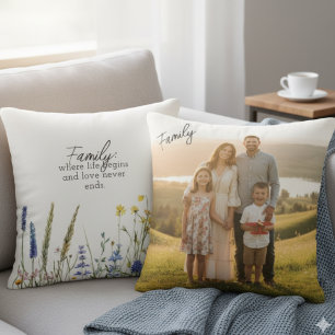 Coussin Citation de famille Photo souvenir botanique de fl