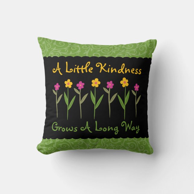 Coussin Citation de gentillesse rose jaune Floral Inspirat (Recto)