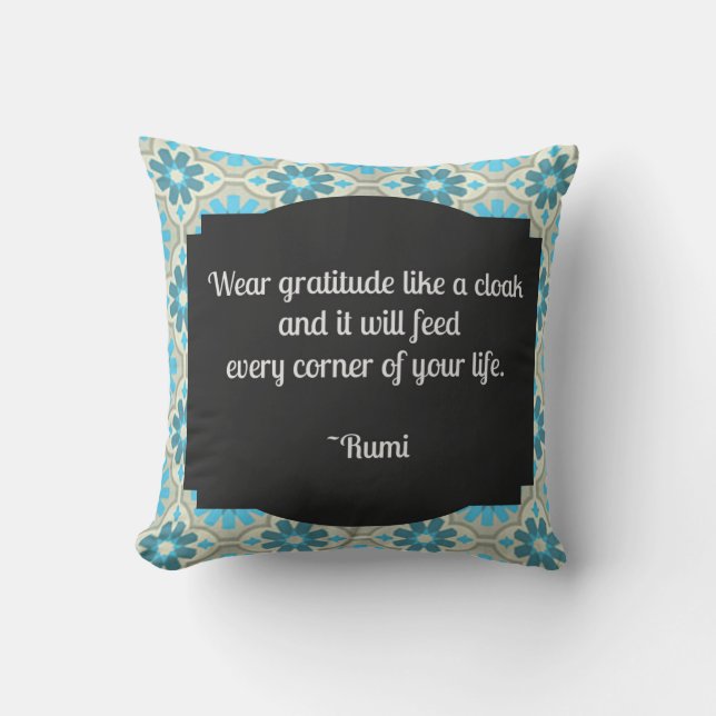 Coussin Citation de Gratitude Rumi Jeu d'oreiller (Recto)