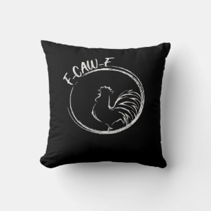 Coussin Citation de jeu de mots drôle de style rétro F-Caw