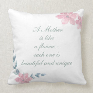 Coussin Citation de la belle mère de la flore de l'aquarel