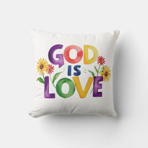 Coussin Citation de la Bible spirituelle Dieu est Amour Fl
