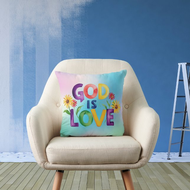 Coussin Citation de la Bible spirituelle Dieu est Amour Fl (Créateur téléchargé)