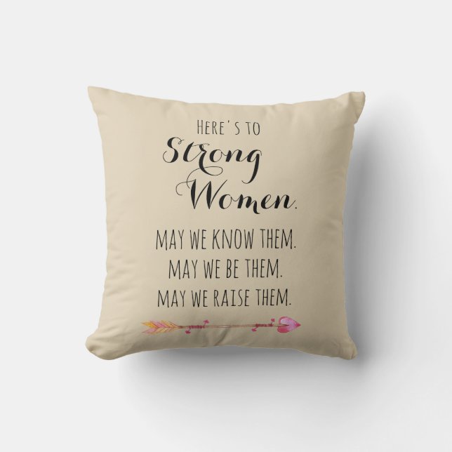 Coussin Citation de la flèche d'aquarelle pour femmes fort (Recto)