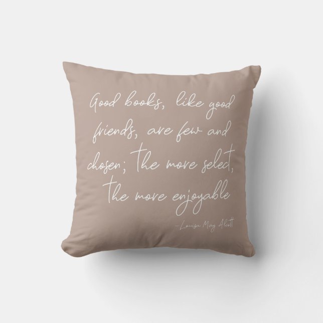 Coussin Citation de l'amitié Boho Script Lettrage Taupe (Recto)