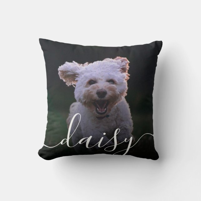 Coussin Citation de l'animal meilleur ami Nom photo Script (Recto)
