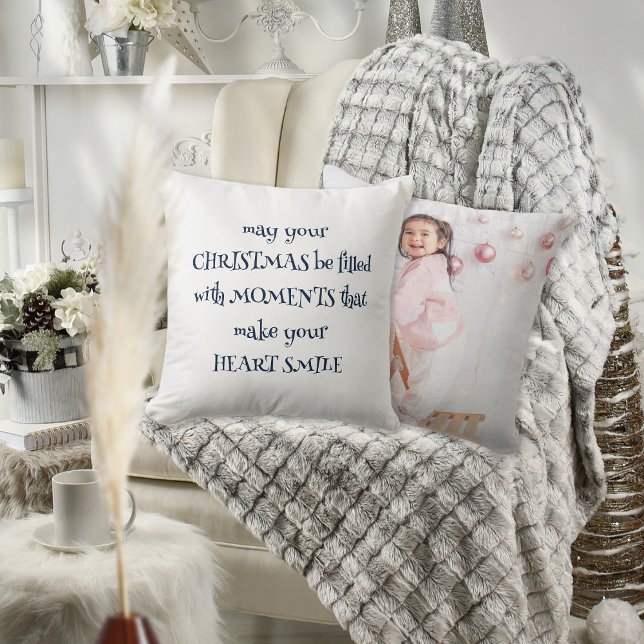 Coussin Citation de Noël cosy Photo Marine Blanc (Front and back view)