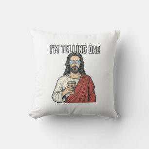 Coussin Citation de papa chrétien drôle vintage