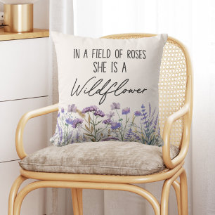 Coussin Citation de Prairie de Fleur Sauvage Violette à l'