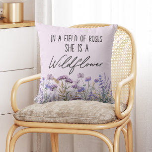 Coussin Citation de Prairie de Fleur Sauvage Violette à l'