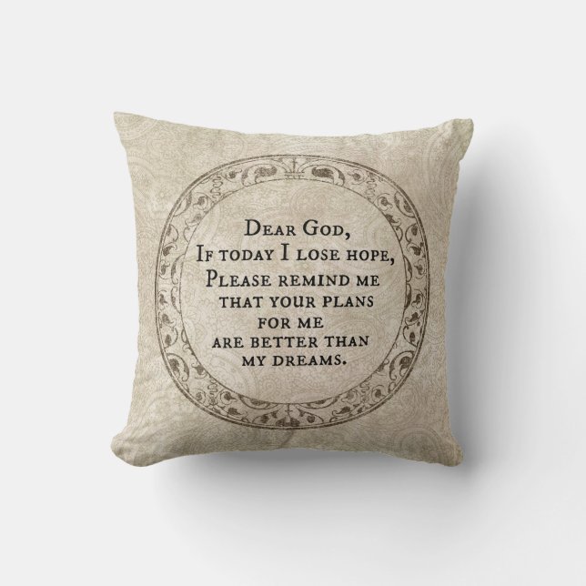 Coussin Citation de prière Inspirationnelle Cher Dieu (Recto)