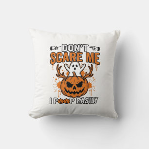 Coussin Citation de vecteur de citrouille de fantôme drôle