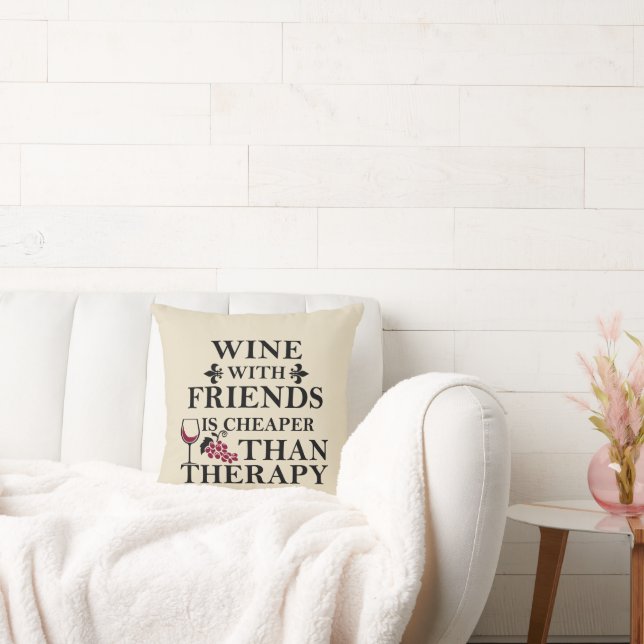 Coussin citation de vin drôle pour les amis (Canapé)