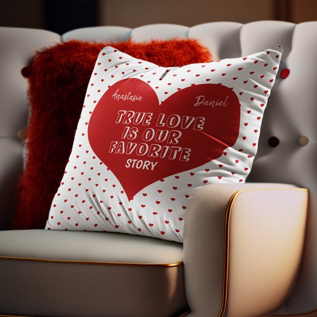 Coussin Citation d'histoire d'amour de la Saint-Valentin à (Créateur téléchargé)
