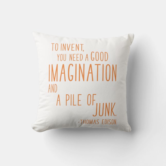 Coussin Citation d'inventeur amusant Typographie minimalis (Recto)