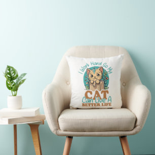 Coussin Citation drôle pour amateur de chats Graphique de