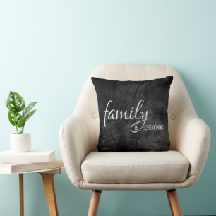 Coussin Citation Familiale Sur Cuir Noir