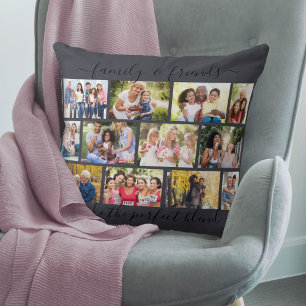 Coussin Citation Famille et amis 12 Slate de collage photo
