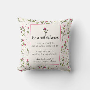 Coussin Citation Inspirante Avec Motif Fleur sauvage