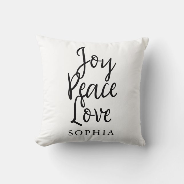 Coussin Citation Inspirante Joie Paix Amour (Recto)