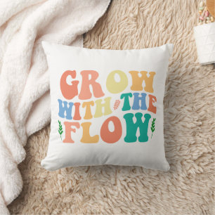 Coussin Citation Inspirante Vintage Colorée "Grandir"