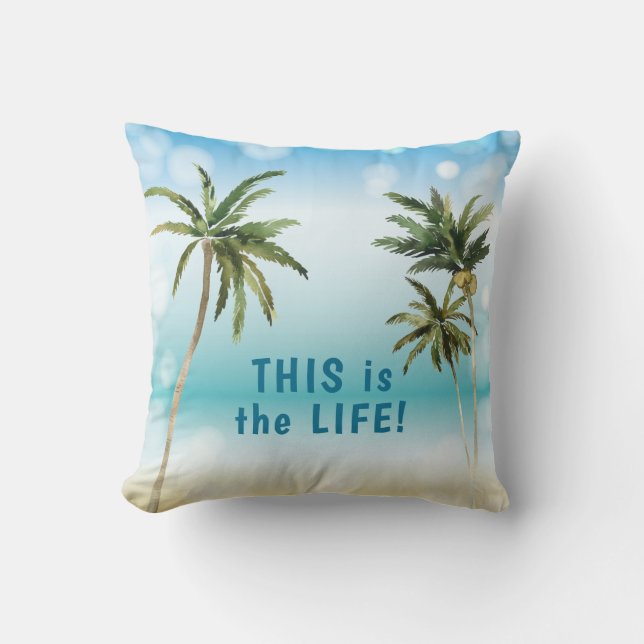 Coussin Citation Motivationnelle de la scène de plage de P (Recto)