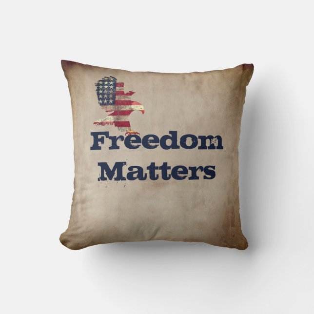 Coussin Citation patriotique avec Aigle du Drapeau (Recto)