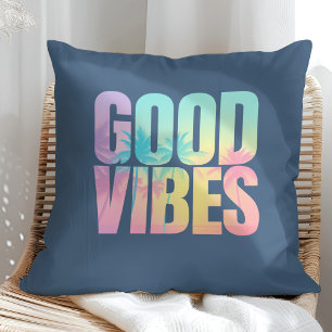 Coussin Citation Tropicale "Good Vibes"