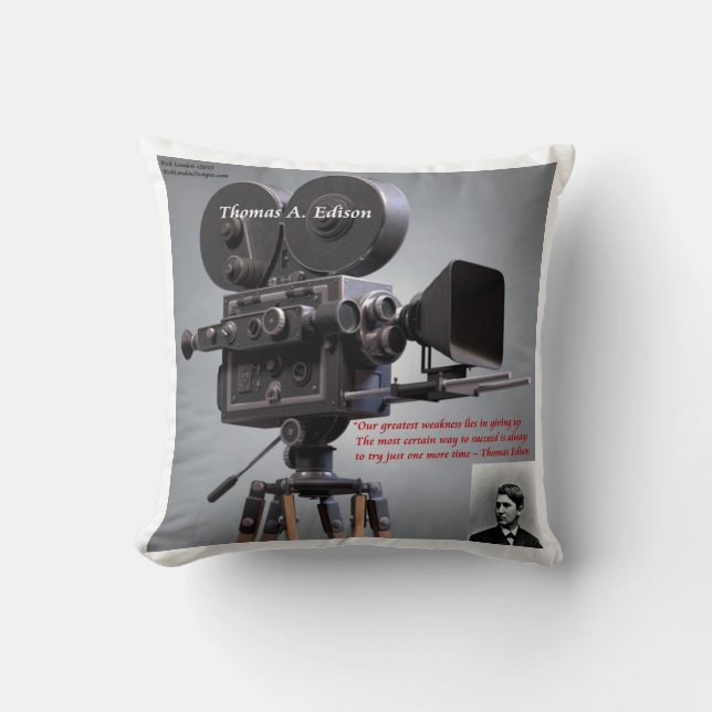 Coussin Citation "Une fois de plus" de Thomas Edison Couss (Recto)