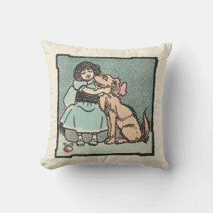Coussin Citation vintage de fille avec chien et drôle de s