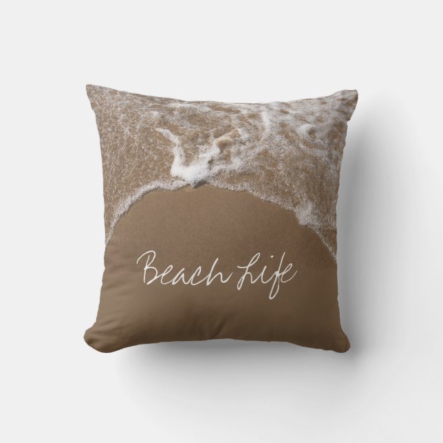 Coussin Citations de la vie de plage Vagues Eau océanique  (Recto)