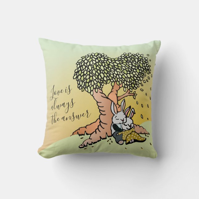 Coussin Citations de lapins d'amour mignons sur l'amour (Recto)