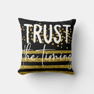 Coussin Citations de motivation sur le thème noir et or