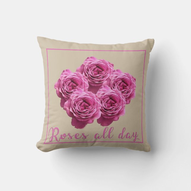 Coussin Citations drôles sur les roses et l'amour (Recto)