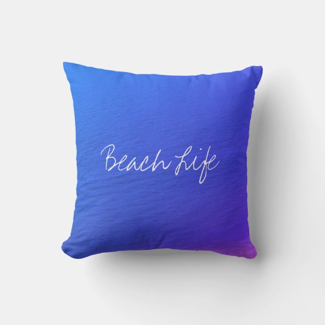 Coussin Citations Ocean Water Neon Blue Abstrait (Recto)