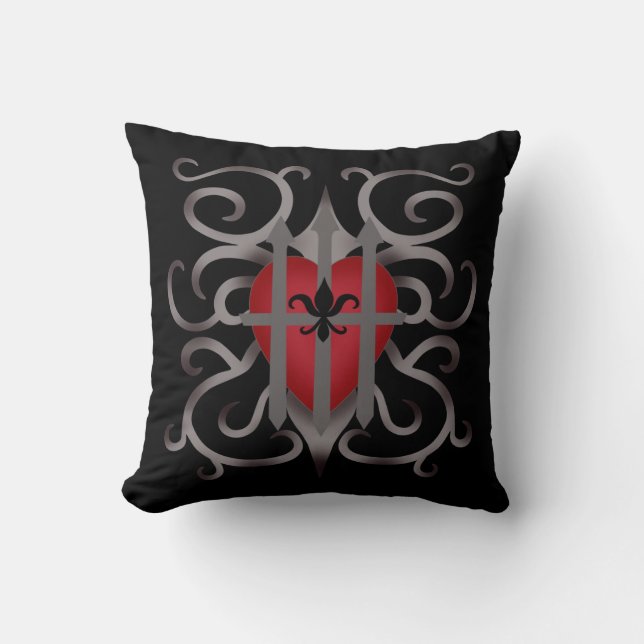 Coussin Cité médiévale gothique Saint Valentin romantique (Recto)