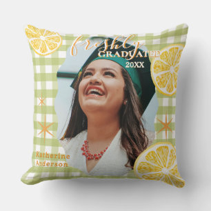 Coussin Citron Gingham fraîchement diplômé