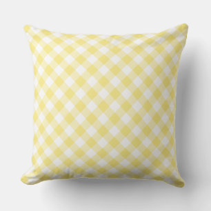 Coussin Citron jaune Diagonal Check En vichy Motif