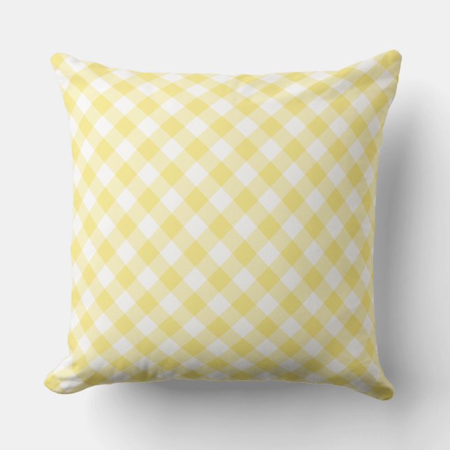 Coussin Citron jaune Diagonal Check En vichy Motif (Recto)