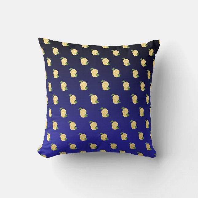 Coussin Citron juteux sur dégradé bleu (Recto)