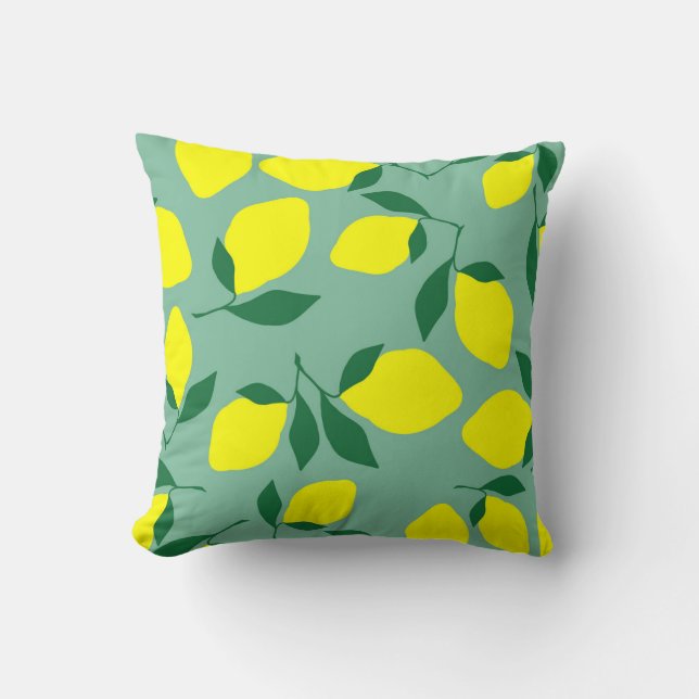 Coussin Citron simple, Arrière - plan vert. (Recto)
