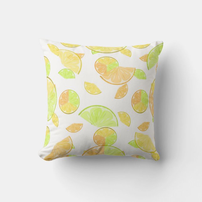 Coussin citron vert orange tranches fruits agrumes nature (Recto)