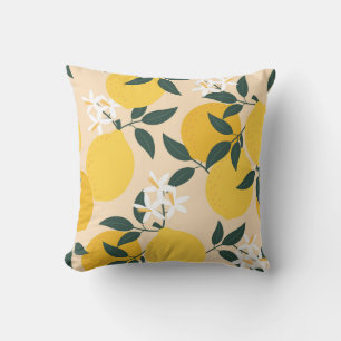 Coussin Citron vintage : Texture de Fruit sans soudure.