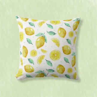 Coussin citrons aquarelles