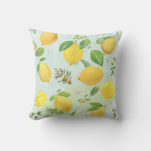Coussin Citrons et olives méditerranéens Cuisine à oreille (Recto)