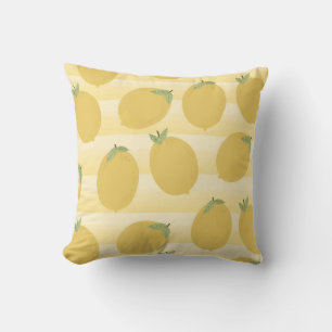 Coussin Citrons jaunes Fruits d'été Aquarelle de l'eau Fon